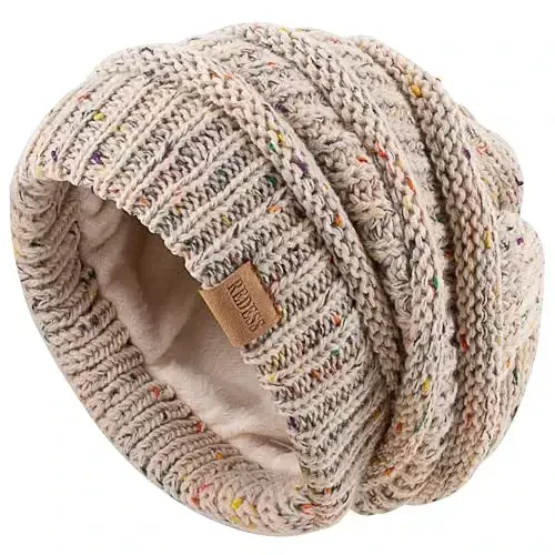REDESS Erkaklar va ayollar uchun slouchy beanie shlyapa Qishki issiq katta hajmli yumshoq o'ralgan trikotaj shapka - 6