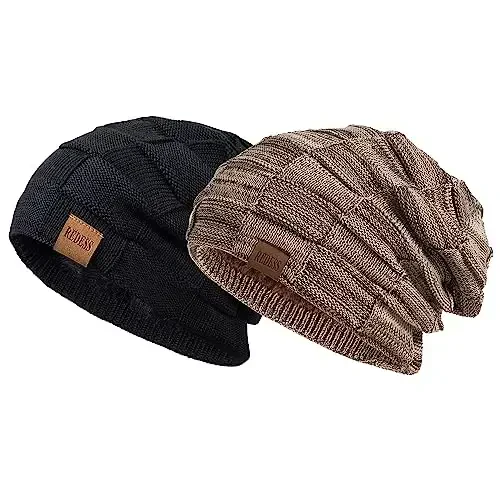 REDESS Beanie Hat for Men and Women Winter Warm Hats Knit Slouchy Thick Skull Cap - 1