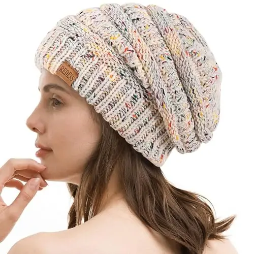 REDESS Slouchy Beanie Hat for Men and Women Winter Warm Chunky Soft Oversized Cable Knit Cap 
