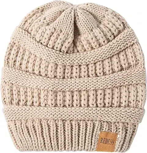 REDESS Slouchy Beanie Hat for Men and Women Winter Warm Chunky Soft Oversized Cable Knit Cap - 3
