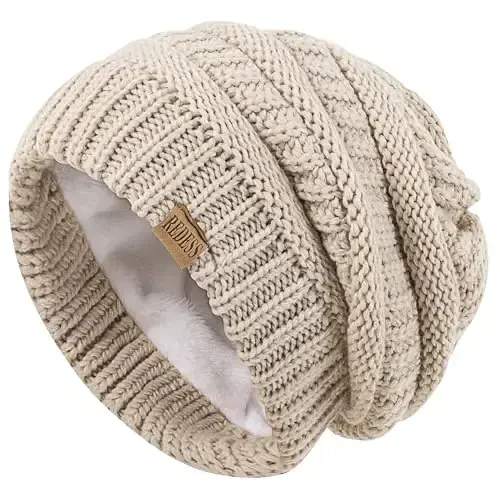 REDESS Slouchy Beanie Hat for Men and Women Winter Warm Chunky Soft Oversized Cable Knit Cap - MODAZONE (1)