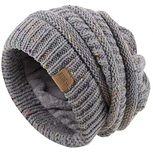 REDESS Slouchy Beanie Hat for Men and Women Winter Warm Chunky Soft Oversized Cable Knit Cap - 3
