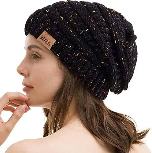 REDESS Slouchy Beanie Hat for Men and Women Winter Warm Chunky Soft Oversized Cable Knit Cap 
