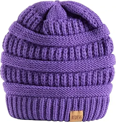 REDESS Slouchy Beanie Hat for Men and Women Winter Warm Chunky Soft Oversized Cable Knit Cap - 4