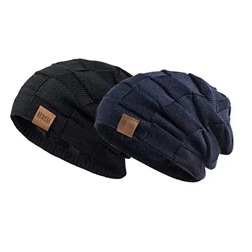 REDESS Beanie Hat for Men and Women Winter Warm Hats Knit Slouchy Thick Skull Cap 