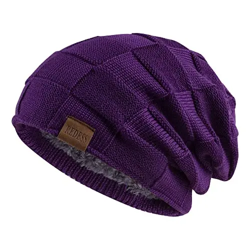 REDESS Beanie Hat for Men and Women Winter Warm Hats Knit Slouchy Thick Skull Cap - 1