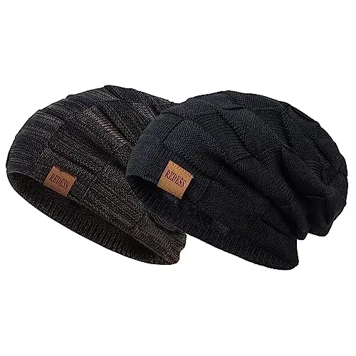 REDESS Beanie Hat for Men and Women Winter Warm Hats Knit Slouchy Thick Skull Cap - 1