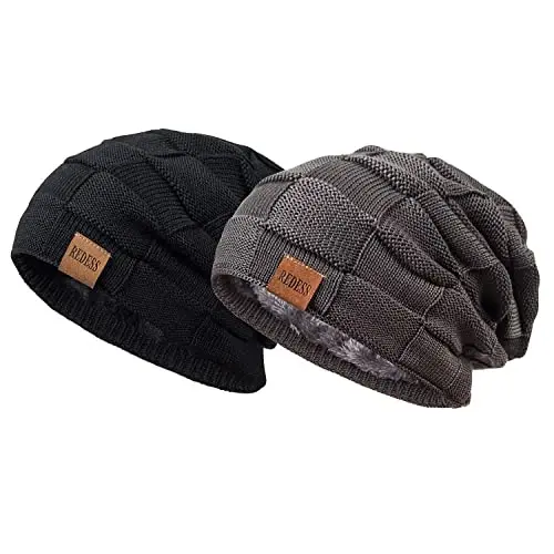 REDESS Beanie Hat for Men and Women Winter Warm Hats Knit Slouchy Thick Skull Cap - 1