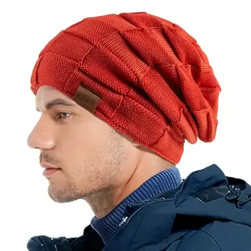 REDESS Beanie Hat for Men and Women Winter Warm Hats Knit Slouchy Thick Skull Cap - 4