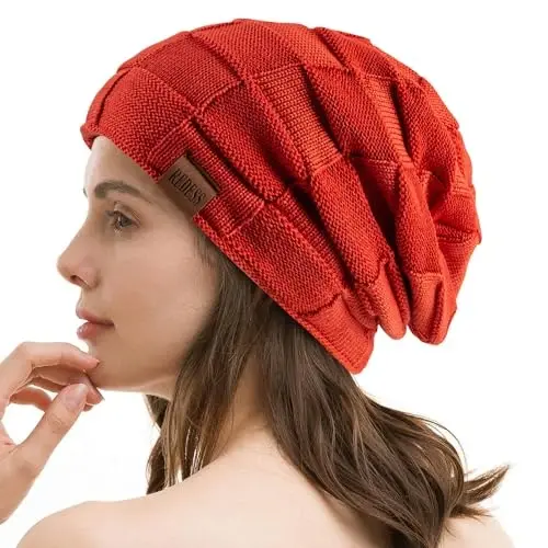 REDESS Beanie Hat for Men and Women Winter Warm Hats Knit Slouchy Thick Skull Cap - 5