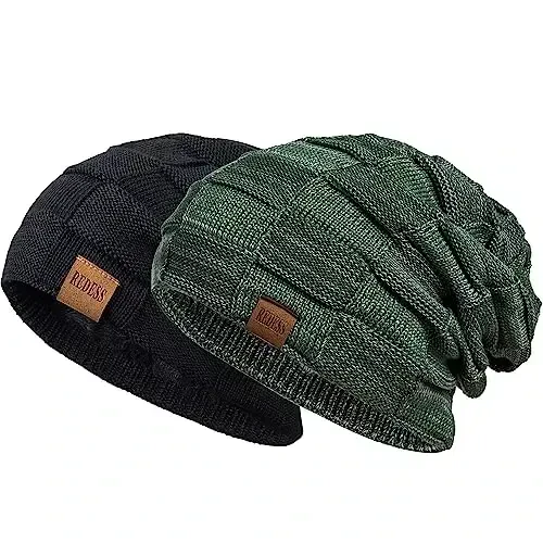 REDESS Beanie Hat for Men and Women Winter Warm Hats Knit Slouchy Thick Skull Cap 