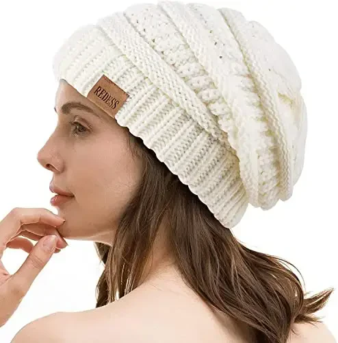 REDESS Slouchy Beanie Hat for Men and Women Winter Warm Chunky Soft Oversized Cable Knit Cap - 1