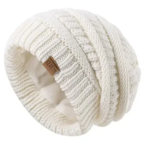 REDESS Slouchy Beanie Hat for Men and Women Winter Warm Chunky Soft Oversized Cable Knit Cap - 2