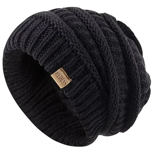 REDESS Slouchy Beanie Hat for Men and Women Winter Warm Chunky Soft Oversized Cable Knit Cap - 2