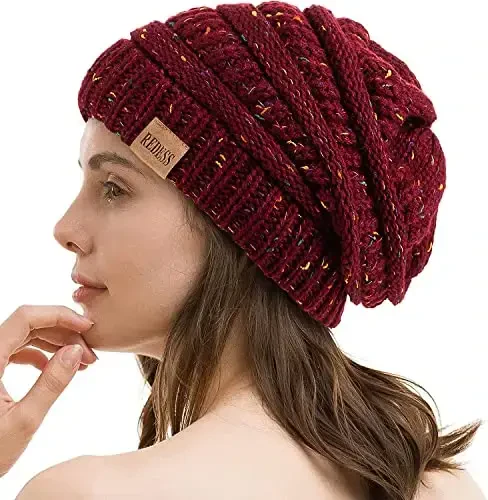 REDESS Slouchy Beanie Hat for Men and Women Winter Warm Chunky Soft Oversized Cable Knit Cap - 1