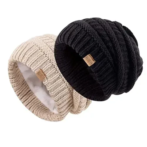 REDESS Slouchy Beanie Hat for Men and Women Winter Warm Chunky Soft Oversized Cable Knit Cap - 2