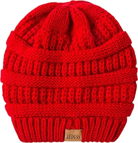 REDESS Slouchy Beanie Hat for Men and Women Winter Warm Chunky Soft Oversized Cable Knit Cap - 3