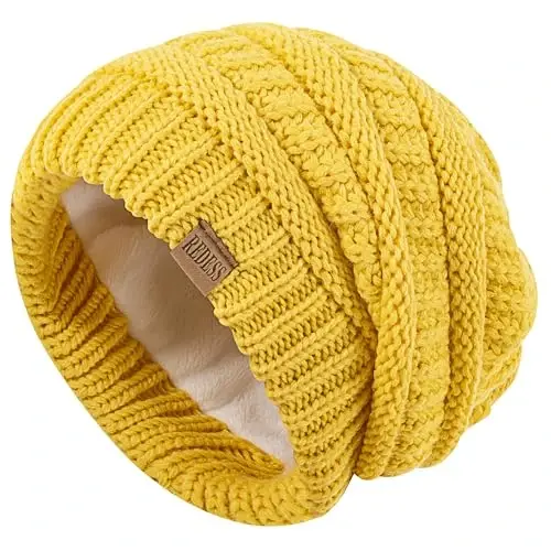 REDESS Slouchy Beanie Hat for Men and Women Winter Warm Chunky Soft Oversized Cable Knit Cap - 3