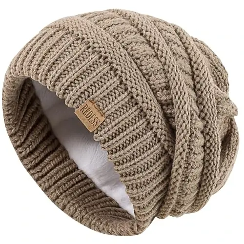 REDESS Slouchy Beanie Hat for Men and Women Winter Warm Chunky Soft Oversized Cable Knit Cap - 3