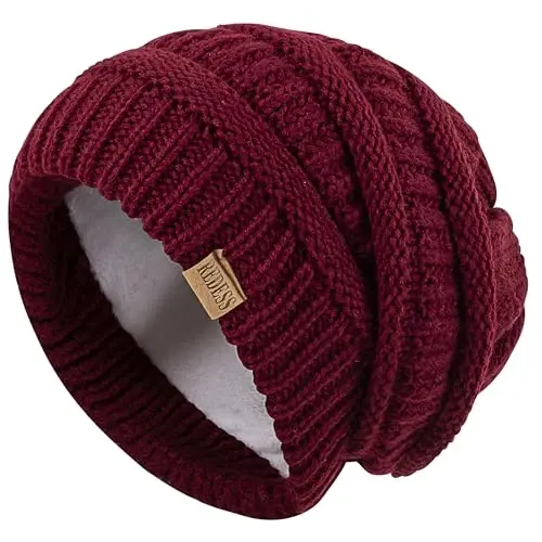 REDESS Slouchy Beanie Hat for Men and Women Winter Warm Chunky Soft Oversized Cable Knit Cap - 3