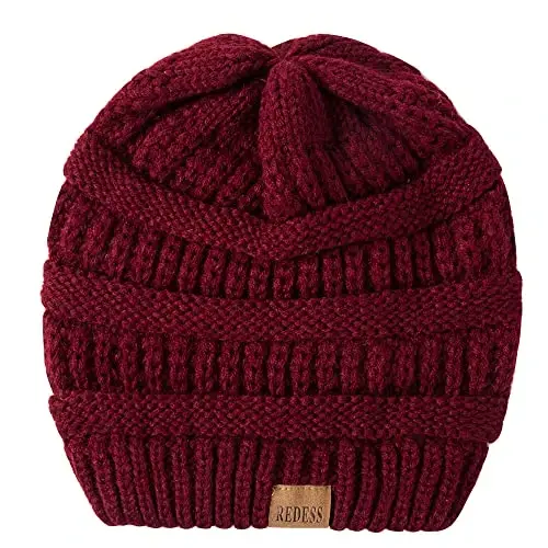 REDESS Slouchy Beanie Hat for Men and Women Winter Warm Chunky Soft Oversized Cable Knit Cap - 4