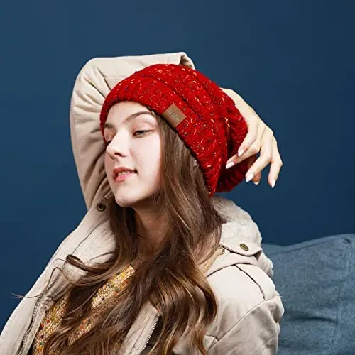 REDESS Slouchy Beanie Hat for Men and Women Winter Warm Chunky Soft Oversized Cable Knit Cap - 5