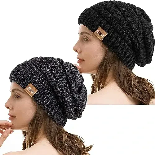REDESS Slouchy Beanie Erkaklar va Ayollar uchun Qishki Issiq, Yumshoq, Katta hajmli Kabel naqshli shapka - REDESS