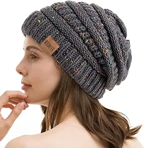REDESS Slouchy Beanie Hat for Men and Women Winter Warm Chunky Soft Oversized Cable Knit Cap - 6