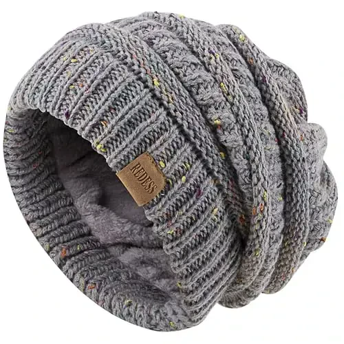 REDESS Slouchy Beanie Hat for Men and Women Winter Warm Chunky Soft Oversized Cable Knit Cap - 3