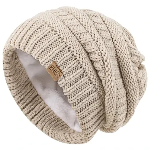 REDESS Slouchy Beanie Hat for Men and Women Winter Warm Chunky Soft Oversized Cable Knit Cap - REDESS (1)