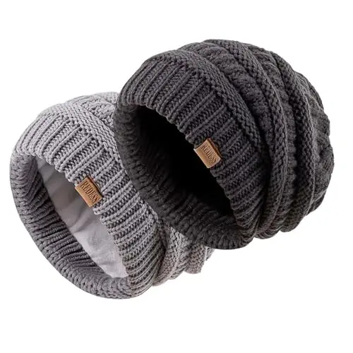 REDESS Slouchy Beanie Hat for Men and Women Winter Warm Chunky Soft Oversized Cable Knit Cap - 2