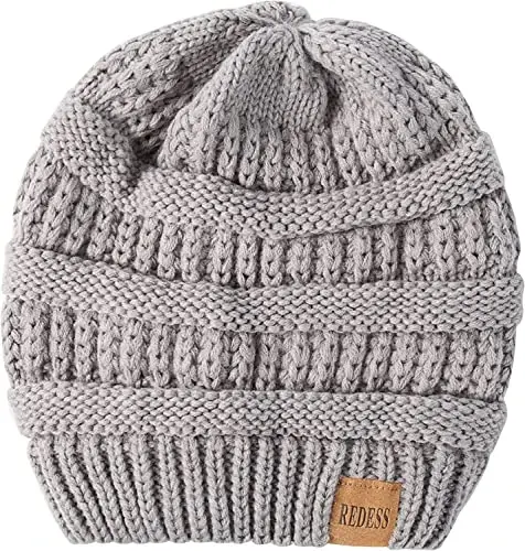 REDESS Slouchy Beanie Hat for Men and Women Winter Warm Chunky Soft Oversized Cable Knit Cap - 2
