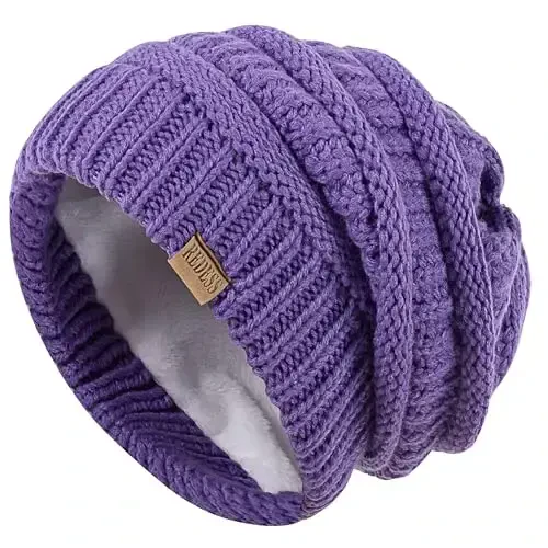 REDESS Slouchy Beanie Hat for Men and Women Winter Warm Chunky Soft Oversized Cable Knit Cap - 3