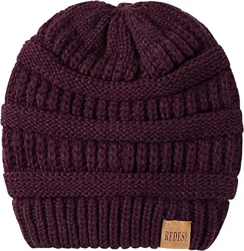 REDESS Slouchy Beanie Hat for Men and Women Winter Warm Chunky Soft Oversized Cable Knit Cap - 4