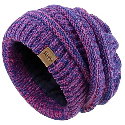 REDESS Slouchy Beanie Hat for Men and Women Winter Warm Chunky Soft Oversized Cable Knit Cap - 3