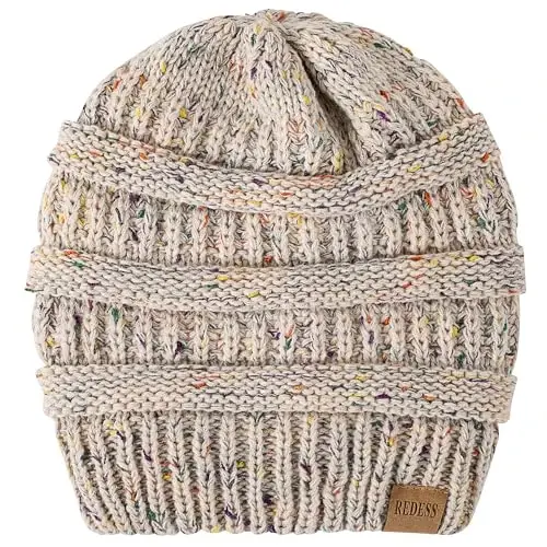 REDESS Slouchy Beanie Hat for Men and Women Winter Warm Chunky Soft Oversized Cable Knit Cap - 3