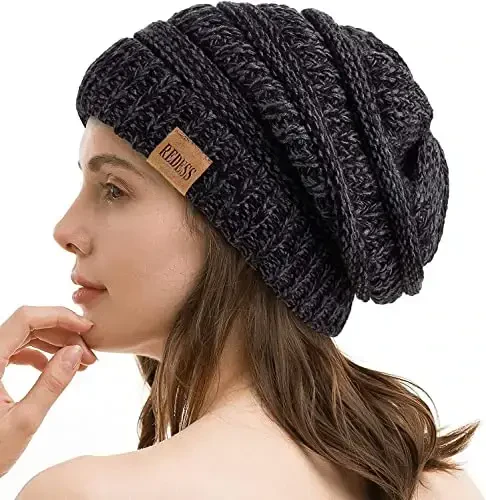REDESS Slouchy Beanie Hat for Men and Women Winter Warm Chunky Soft Oversized Cable Knit Cap - 1