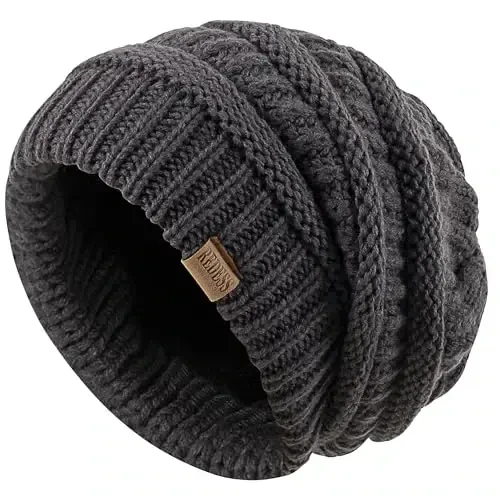 REDESS Slouchy Beanie Hat for Men and Women Winter Warm Chunky Soft Oversized Cable Knit Cap - 3
