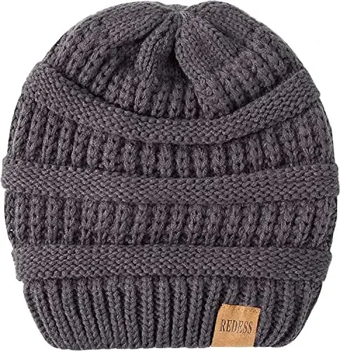 REDESS Slouchy Beanie Hat for Men and Women Winter Warm Chunky Soft Oversized Cable Knit Cap - 4