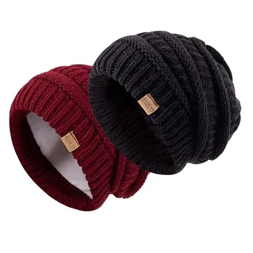 REDESS Slouchy Beanie Hat for Men and Women Winter Warm Chunky Soft Oversized Cable Knit Cap - 2