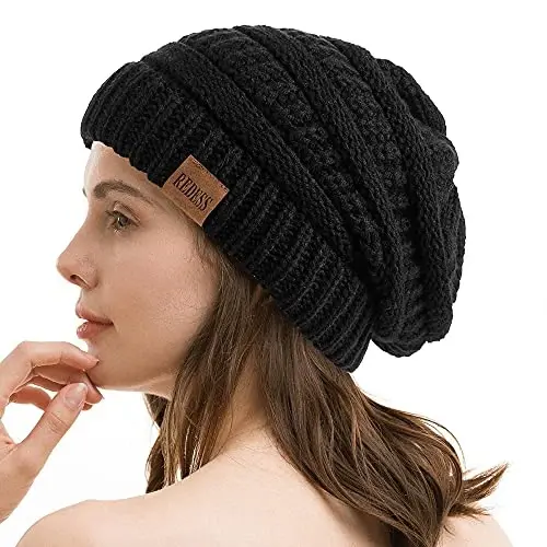 REDESS Slouchy Beanie Hat for Men and Women Winter Warm Chunky Soft Oversized Cable Knit Cap - 6