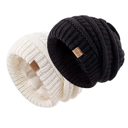 REDESS Slouchy Beanie Hat for Men and Women Winter Warm Chunky Soft Oversized Cable Knit Cap - 2