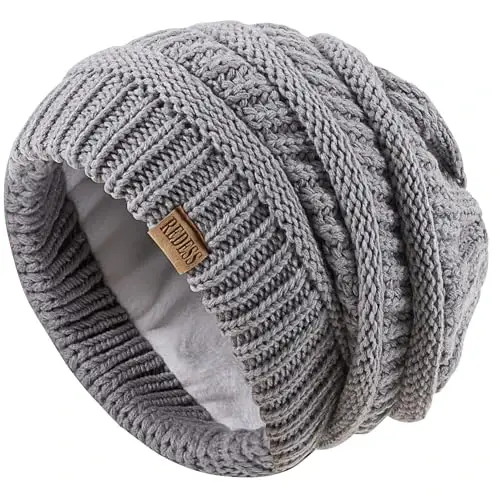REDESS Slouchy Beanie Hat for Men and Women Winter Warm Chunky Soft Oversized Cable Knit Cap - 3
