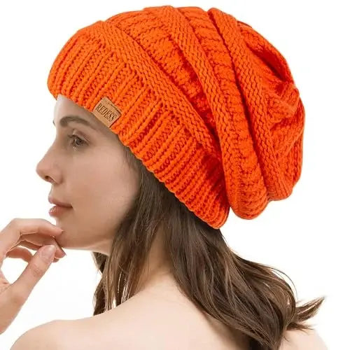 REDESS Slouchy Beanie Hat for Men and Women Winter Warm Chunky Soft Oversized Cable Knit Cap 