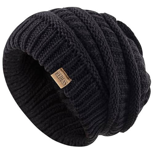 REDESS Slouchy Beanie Şapka Erkekler ve Kadınlar İçin Kışlık Sıcak Kabarık Yumuşak Büyük Boy Örgülü Bere - 15