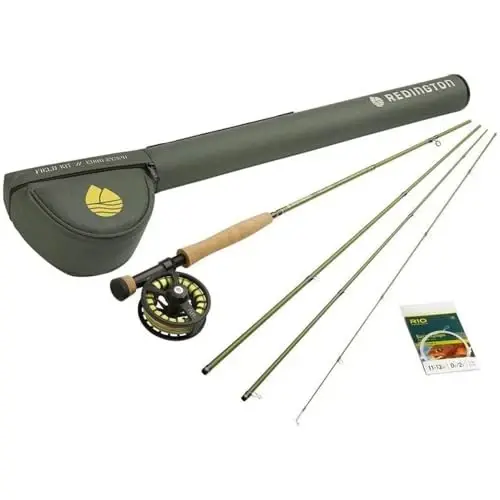 Redington Fly Fishing Field Kit, Fly Rod and Reel Combo Starter Kit, Line and Carrying Case Included 