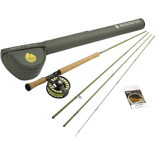 Redington Fly Fishing Olta ve Makara Seti Başlangıç Kiti, 4 Parça Orta Eylem Sazan Olta, Dayanıklı Döküm Alüminyum Makara, Taşıma Çantası, Olta İpi ve Lider - 1