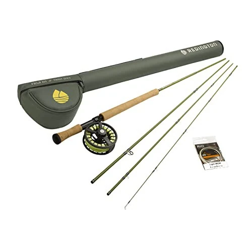 Redington Fly Fishing Rod and Reel Combo Starter Kit, 4-Piece Medium Action Fly Rod for Freshwater, Durable Diecast Aluminum Run Fly Reel, Carrying Case, Fly Line and Leader - 8