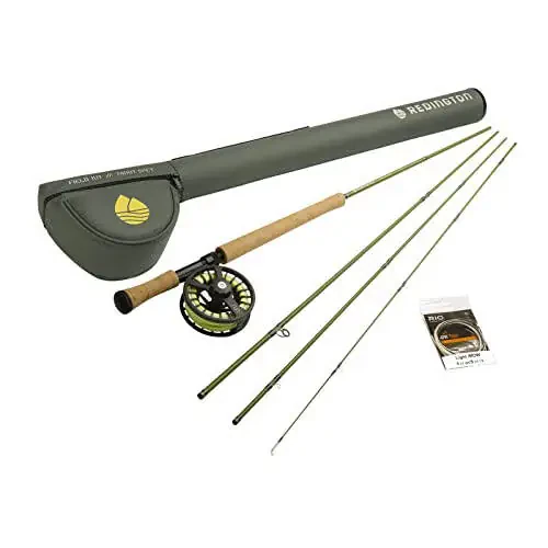 Redington Fly Fishing Rod and Reel Combo Starter Kit, 4-Piece Medium Action Fly Rod for Freshwater, Durable Diecast Aluminum Run Fly Reel, Carrying Case, Fly Line and Leader - 8