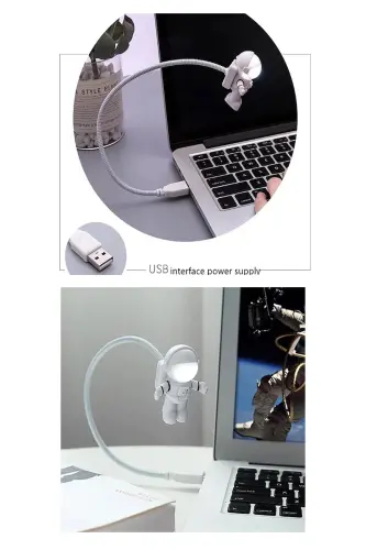 Redmi 10000mah Powerbank Siyah Astronot USB Lamba Klavye Işığı - Koyu Siyah - 6
